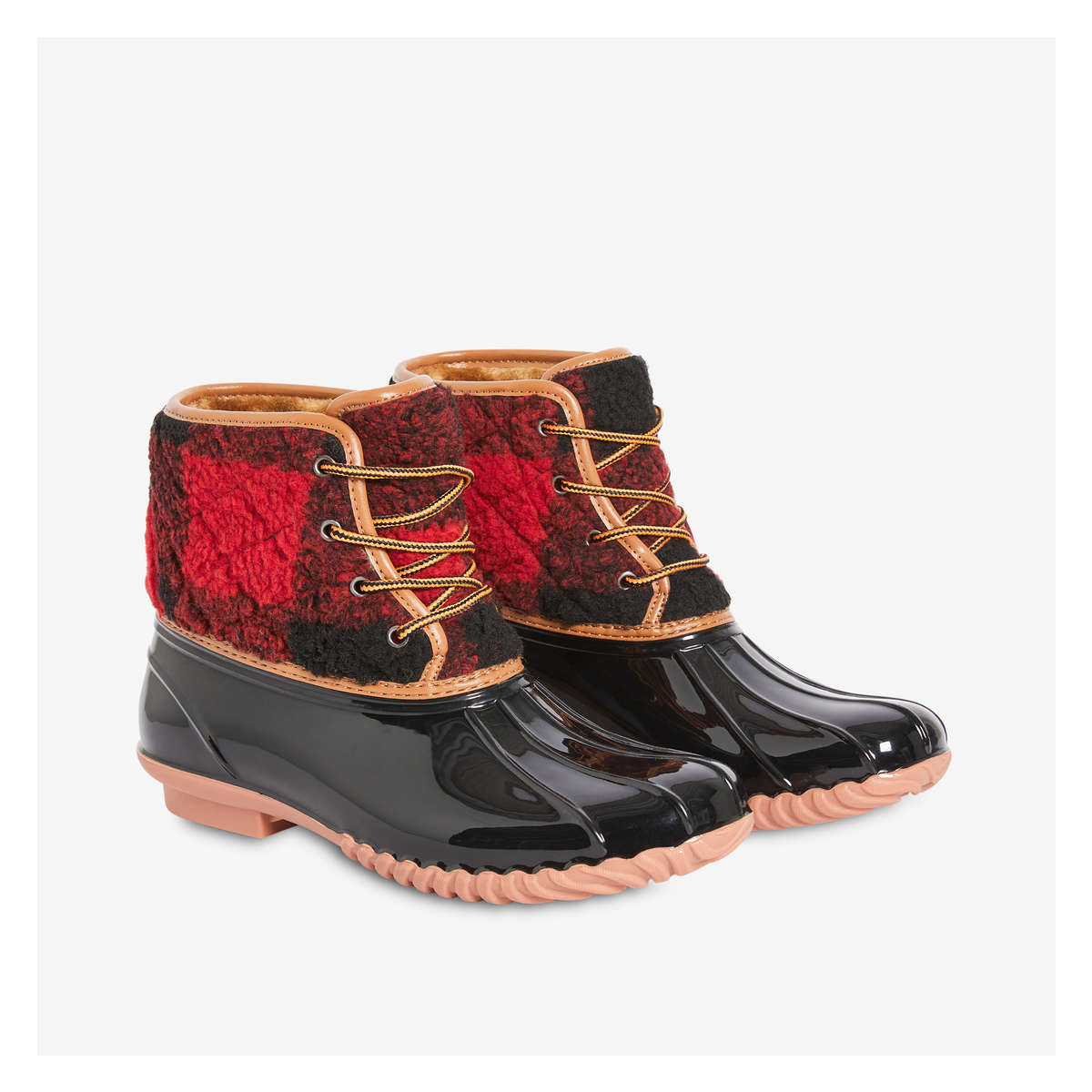 Red plaid sperry duck on sale boots